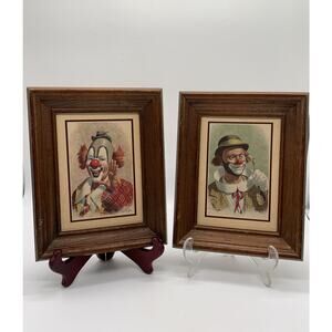 Vintage Arthur Sarnoff Framed Ringo The Clown Rolo The Clown Litho Pair Read